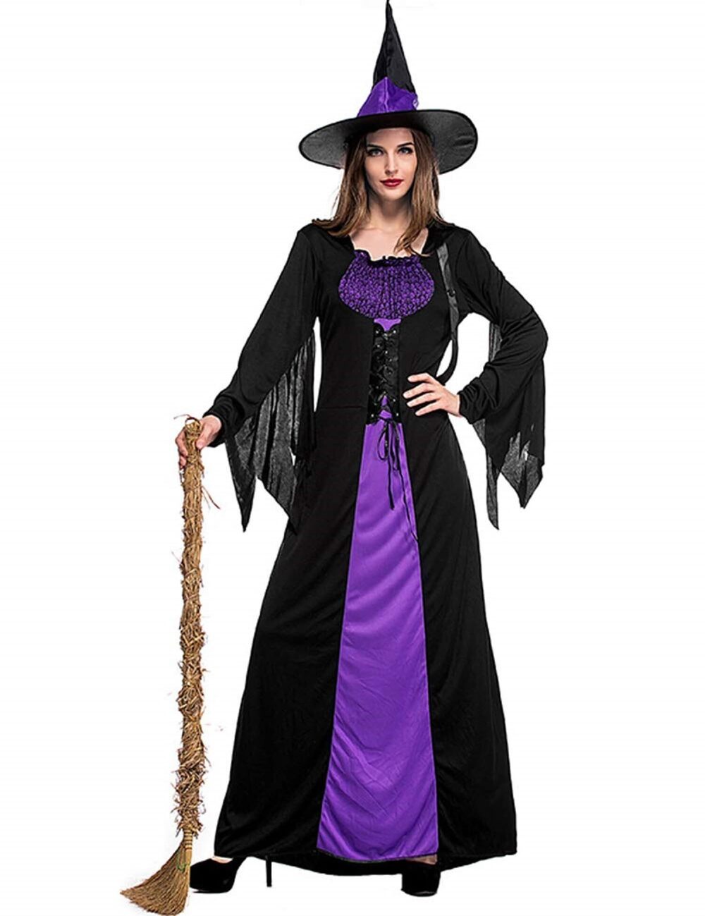 6697 Wicked Witch Costume Purple Long Sorceress Classic Dress X-Large